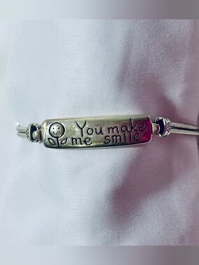 Brighton Silver plated ID Bracelet "You Make Me Smile" 7.5 “